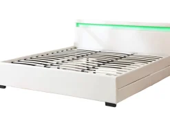 LIT LED double avec 4 tiroirs "Nico" - 180 x 200 cm - Blanc