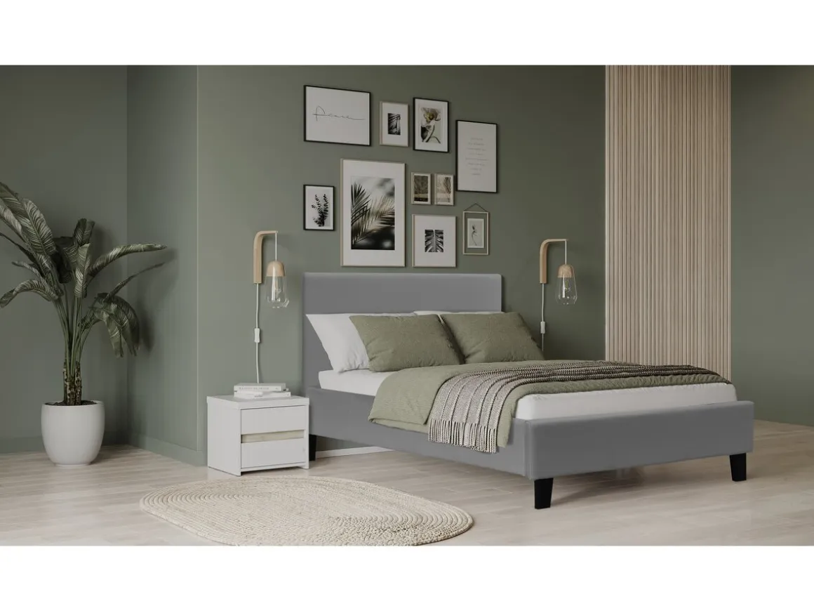 Lit "Lina" - 90 x 190 cm - Gris clair