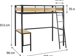 Lit mezzanine avec bureau 窶廢than窶