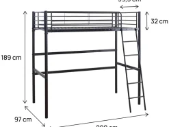 Lit mezzanine en métal 
