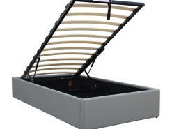 Lit simple en PVC avec coffre "Ava" - 90 x 190 cm - Gris
