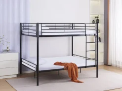 Lit superposé double "Adam" - Sommier inclus - 140 x 190 cm - Noir