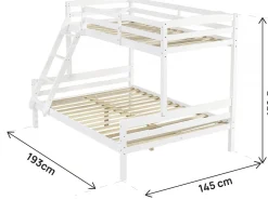 Lit Superposé en bois enfant  "Léa" - Blanc