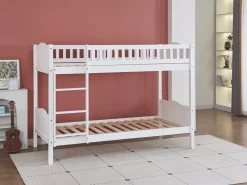 Lit superposé enfant "Gabriel" - Bois - Blanc - 90 x 190 cm