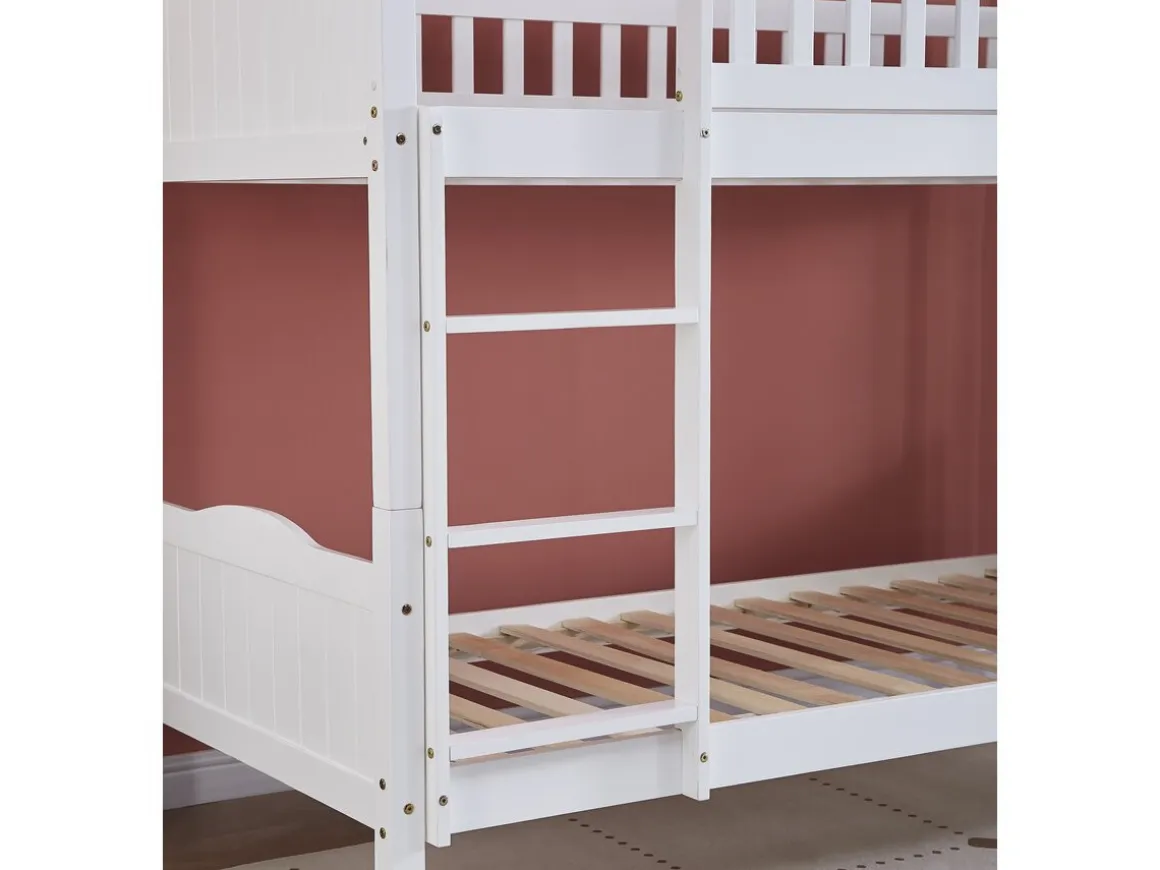 Lit superposé enfant "Gabriel" - Bois - Blanc - 90 x 190 cm