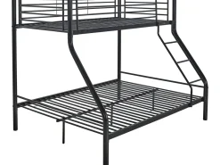 Lit superposé en métal "Leo" Sommiers inclus - 90/140 x 190 cm - Noir