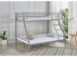 Lit superposé en métal "Leo" Sommiers inclus - 90/140 x 190 cm - Gris