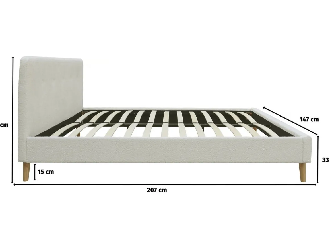 Lit tissu bouclette "Nemo" - 140 x 190 cm - Crème