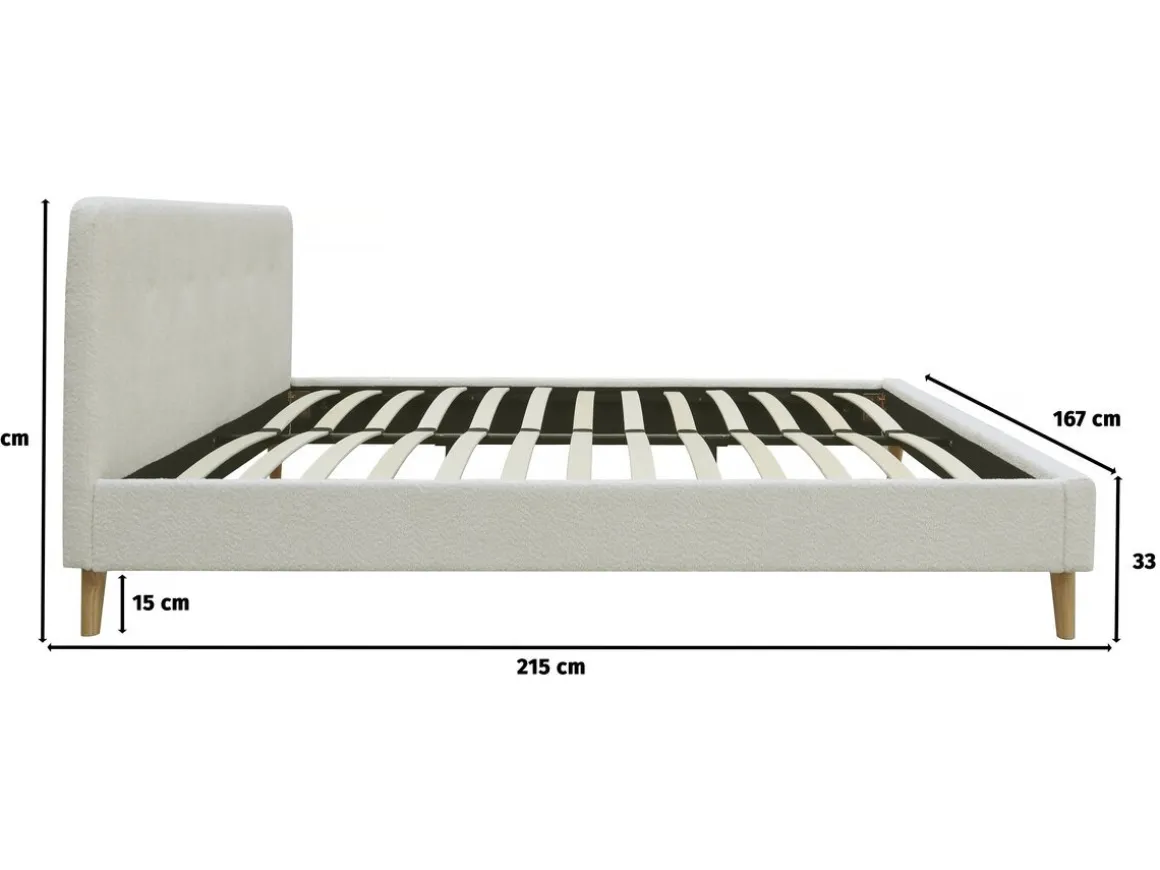 Lit tissu bouclette "Nemo" - 160 x 200 cm - Crème