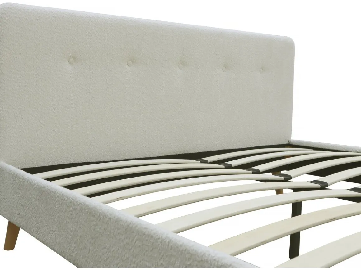 Lit tissu bouclette "Nemo" - 160 x 200 cm - Crème