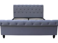 Lit Velours "Godefroy" - 140 x 190 cm - Gris