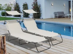 Lot de 2 bain de soleil pliable 
