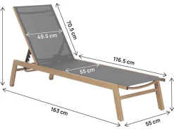 Lot de 2 bains de soleil en aluminium imitation bois 