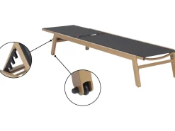 Lot de 2 bains de soleil en aluminium imitation bois 