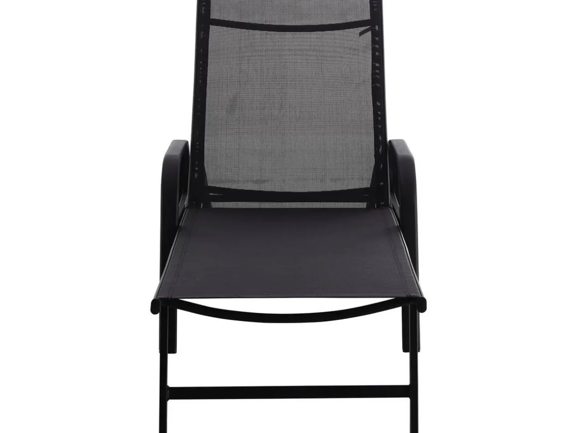 Lot de 2 Bains de soleil en métal avec accoudoirs "Farniente" - Noir