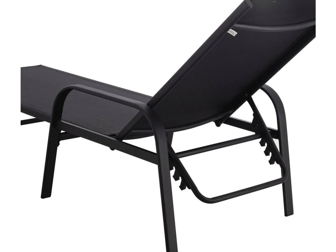 Lot de 2 Bains de soleil en métal avec accoudoirs "Farniente" - Noir