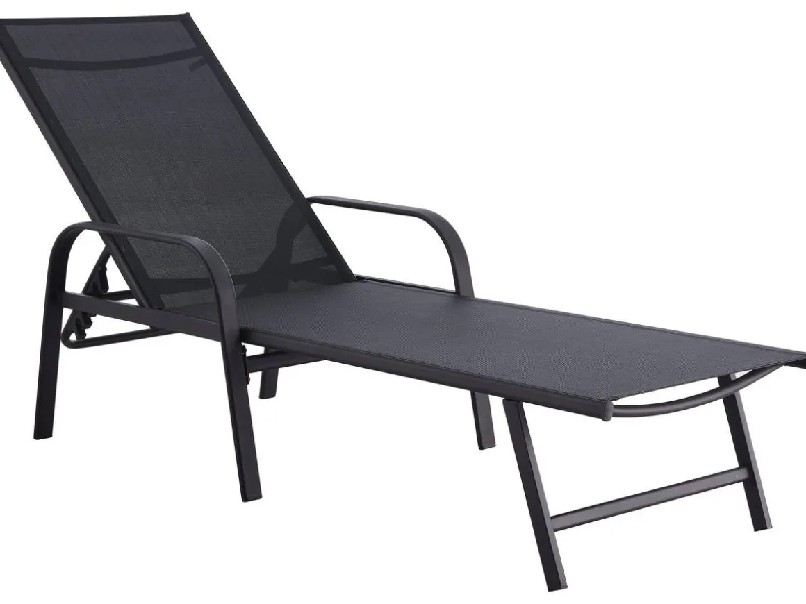 Lot de 2 Bains de soleil en métal avec accoudoirs "Farniente" - Noir