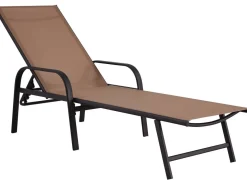Lot de 2 Bains de soleil en métal avec accoudoirs "Farniente" - Taupe