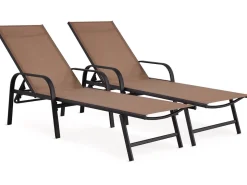 Lot de 2 Bains de soleil en métal avec accoudoirs 