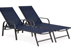 Lot de 2 Bains de soleil en métal avec accoudoirs 