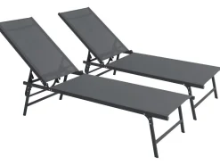 Lot de 2 bains de soleil en métal "Sublima" - 180 x 54 x 104 cm - Anthracite