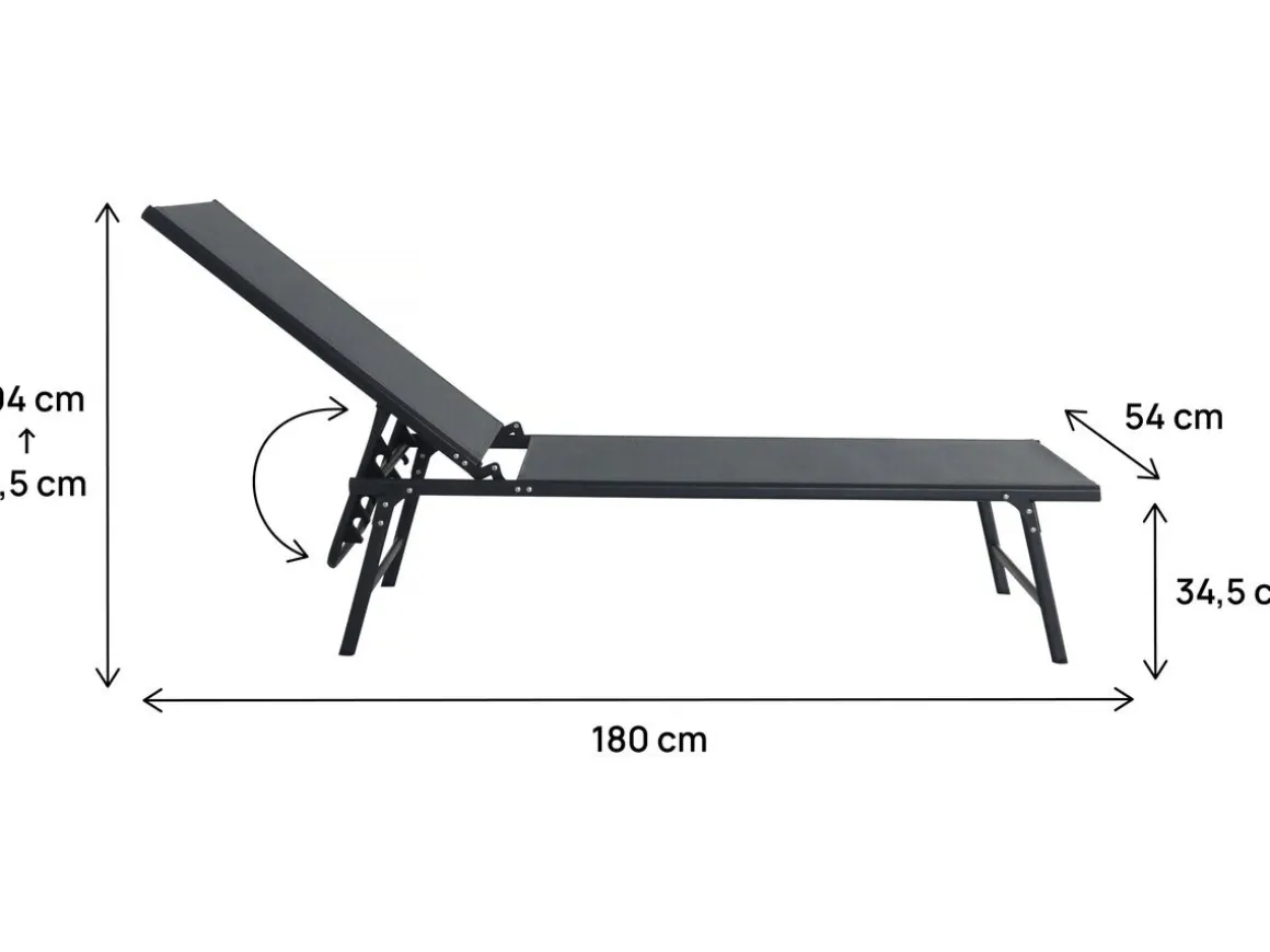 Lot de 2 bains de soleil en métal "Sublima" - 180 x 54 x 104 cm - Anthracite