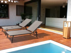 Lot de 2 bains de soleil en métal "Sublima" - 180 x 54 x 104 cm - Taupe