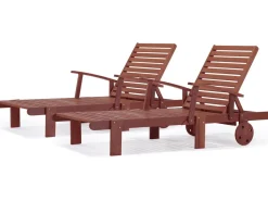 Lot de 2 bains de soleil pliant en bois exotique