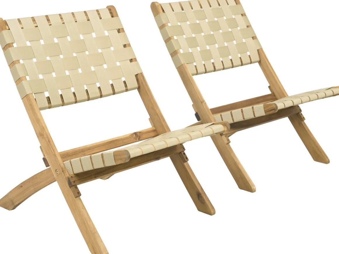 Lot de 2 chaises de jardin en bois "Hanoi" - Beige