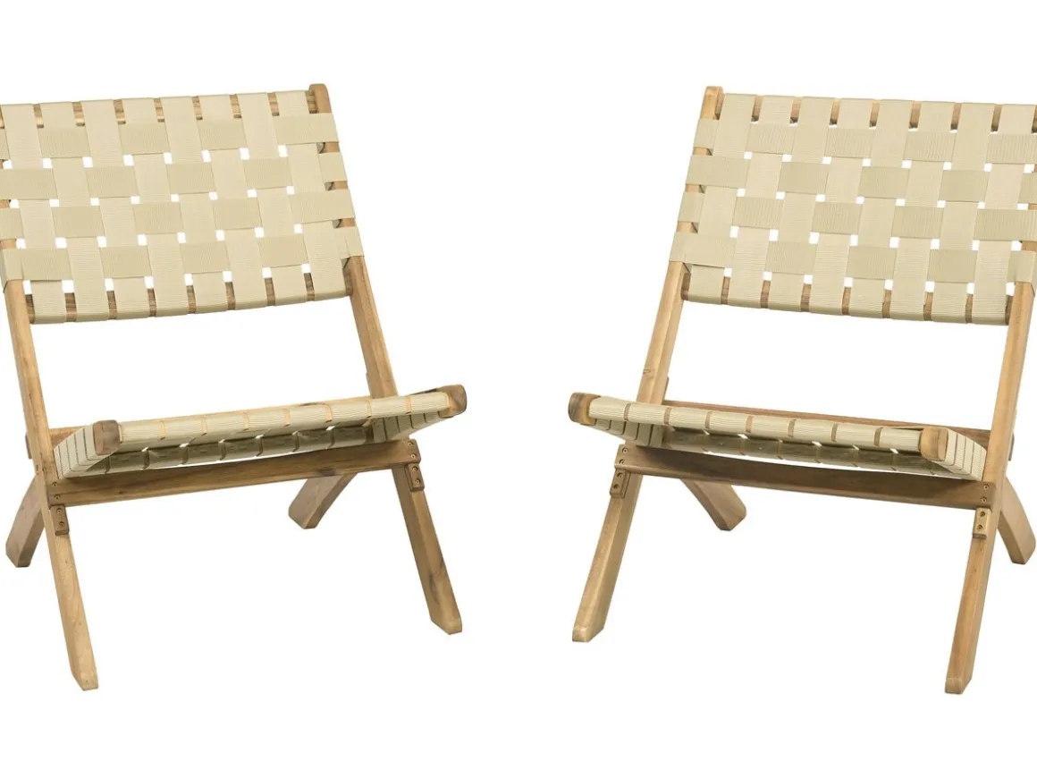 Lot de 2 chaises de jardin en bois "Hanoi" - Beige