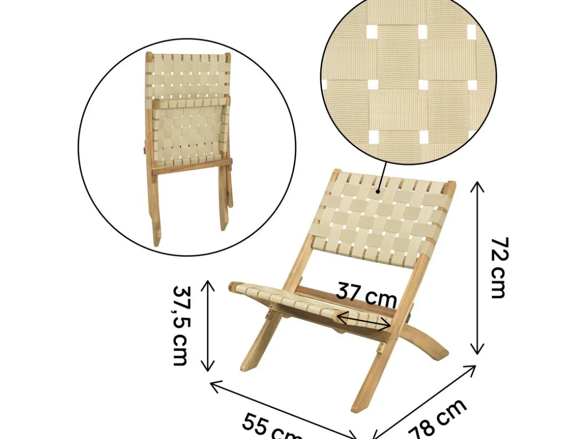 Lot de 2 chaises de jardin en bois "Hanoi" - Beige