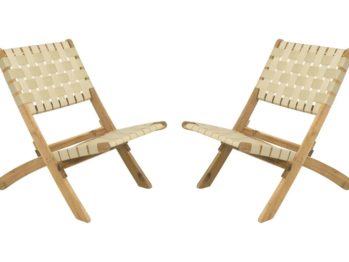 Lot de 2 chaises de jardin en bois "Hanoi" - Beige