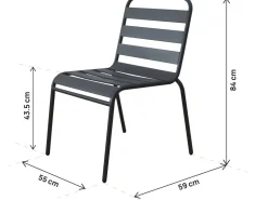 Lot de 4 chaises de jardin en métal empilables 