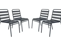 Lot de 4 chaises de jardin en métal empilables 