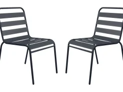 Lot de 2 chaises de jardin en métal empilables 