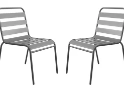Lot de 2 chaises de jardin en métal empilables 