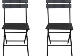 Lot de 2 chaises de jardin pliable en plastique "Tenerife" - Gris anthracite