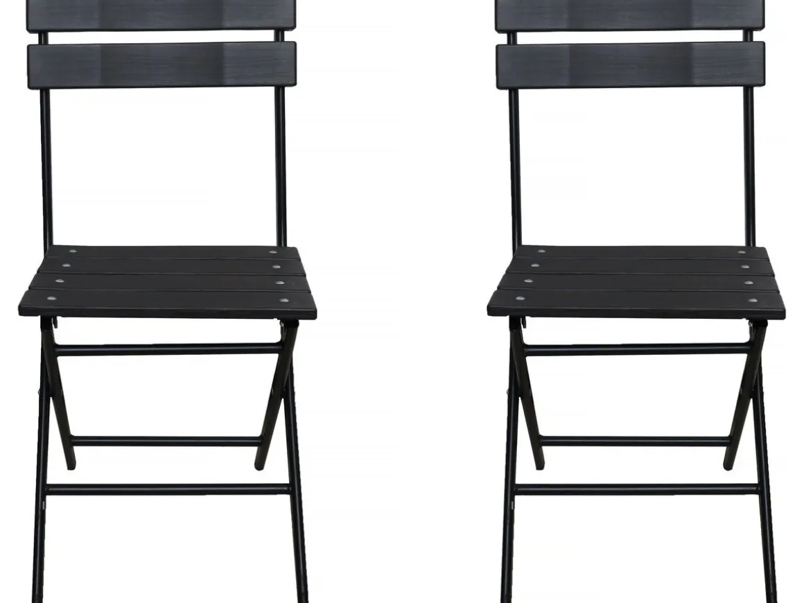Lot de 2 chaises de jardin pliable en plastique "Tenerife" - Gris anthracite