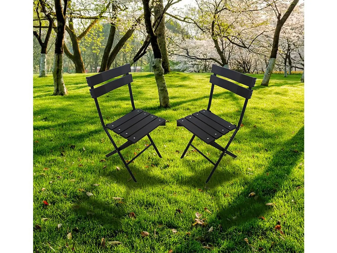 Lot de 2 chaises de jardin pliable en plastique "Tenerife" - Gris anthracite