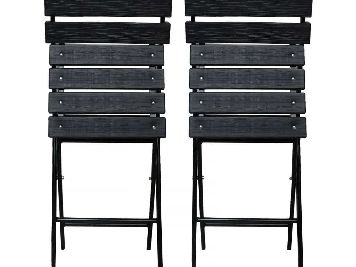 Lot de 2 chaises de jardin pliable en plastique "Tenerife" - Gris anthracite