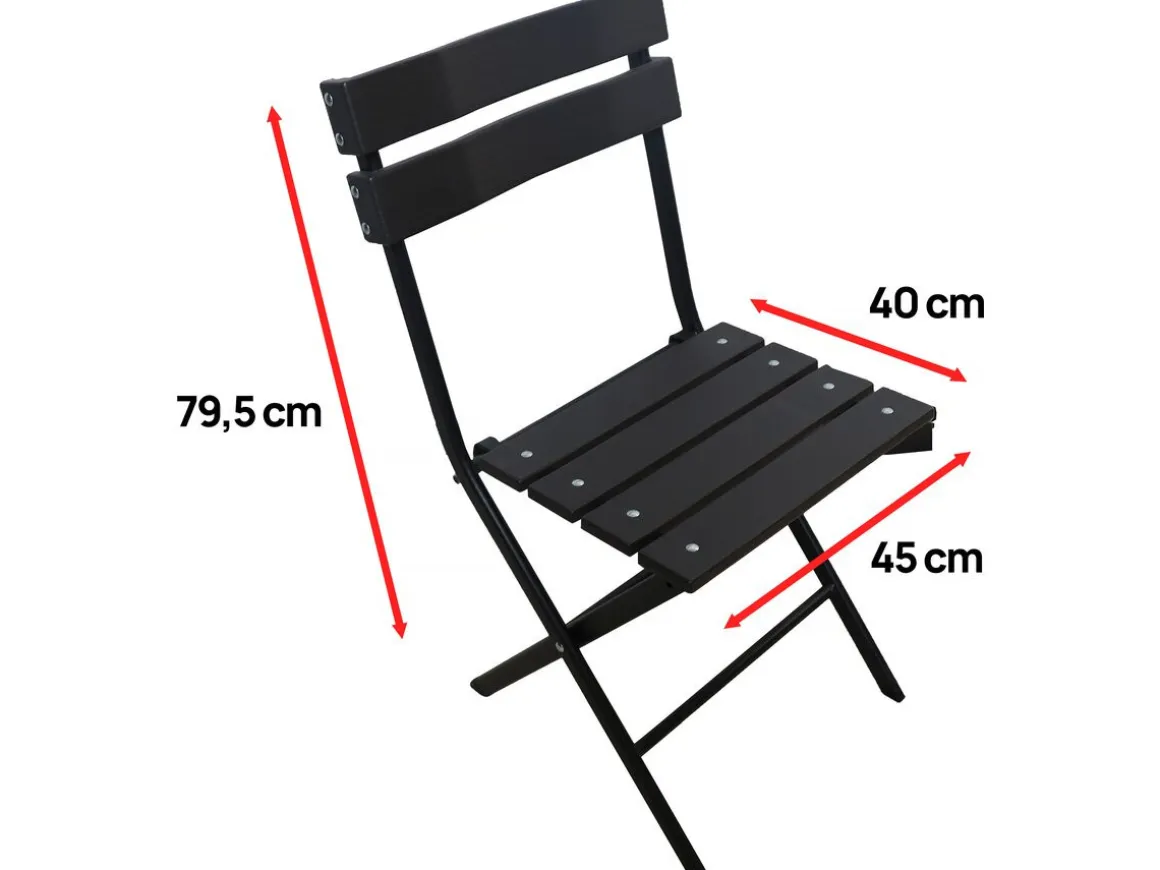 Lot de 2 chaises de jardin pliable en plastique "Tenerife" - Gris anthracite