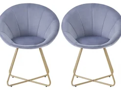 Lot de 2 chaises de la salle a manger en velours "Rosalie" - Gris