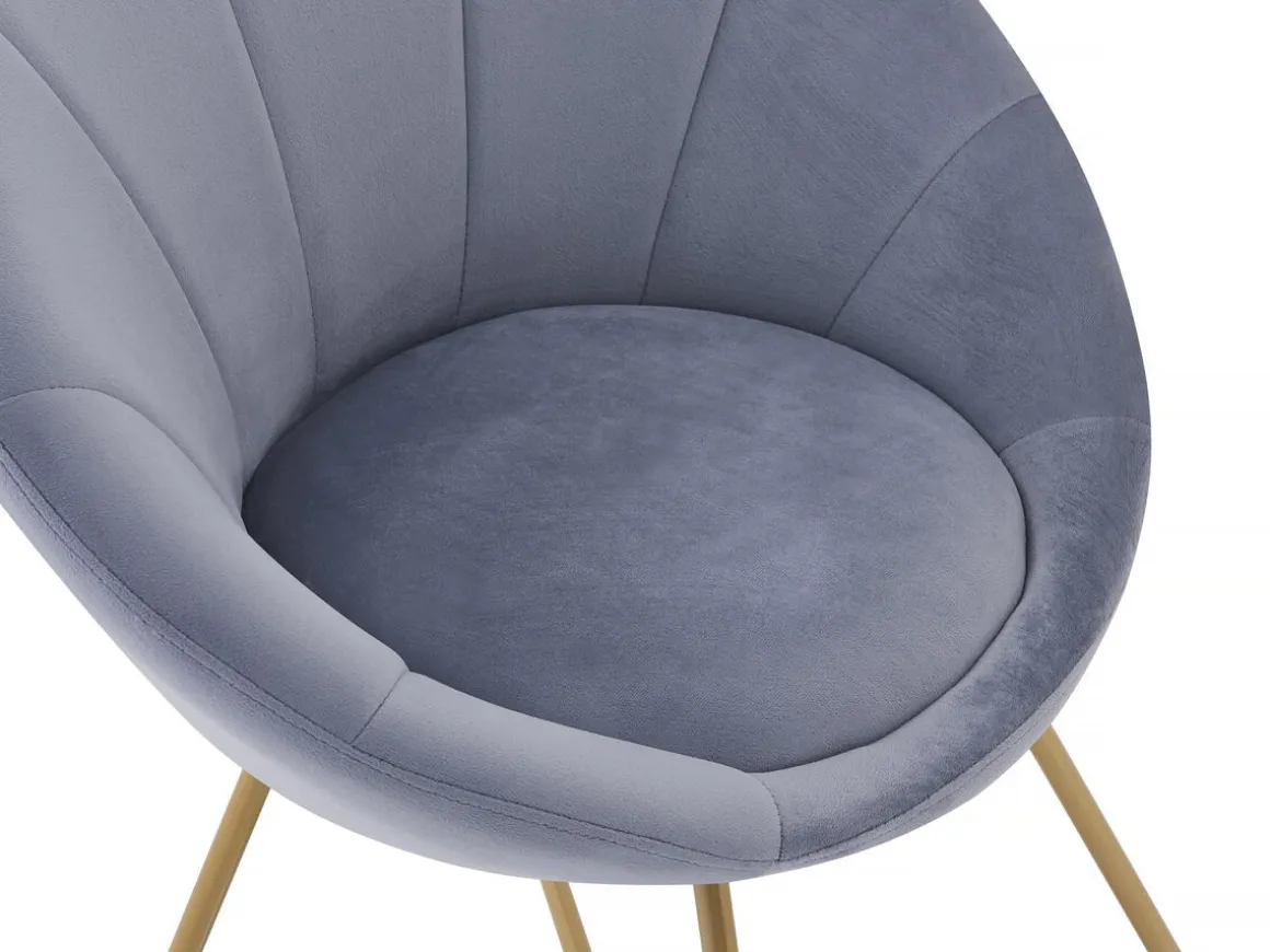 Lot de 2 chaises de la salle a manger en velours "Rosalie" - Gris