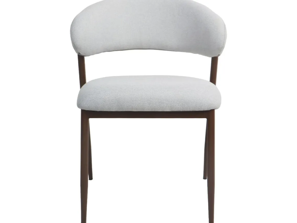 Lot de 2 chaises de salle à manger en tissu et métal "Edena" - Gris clair