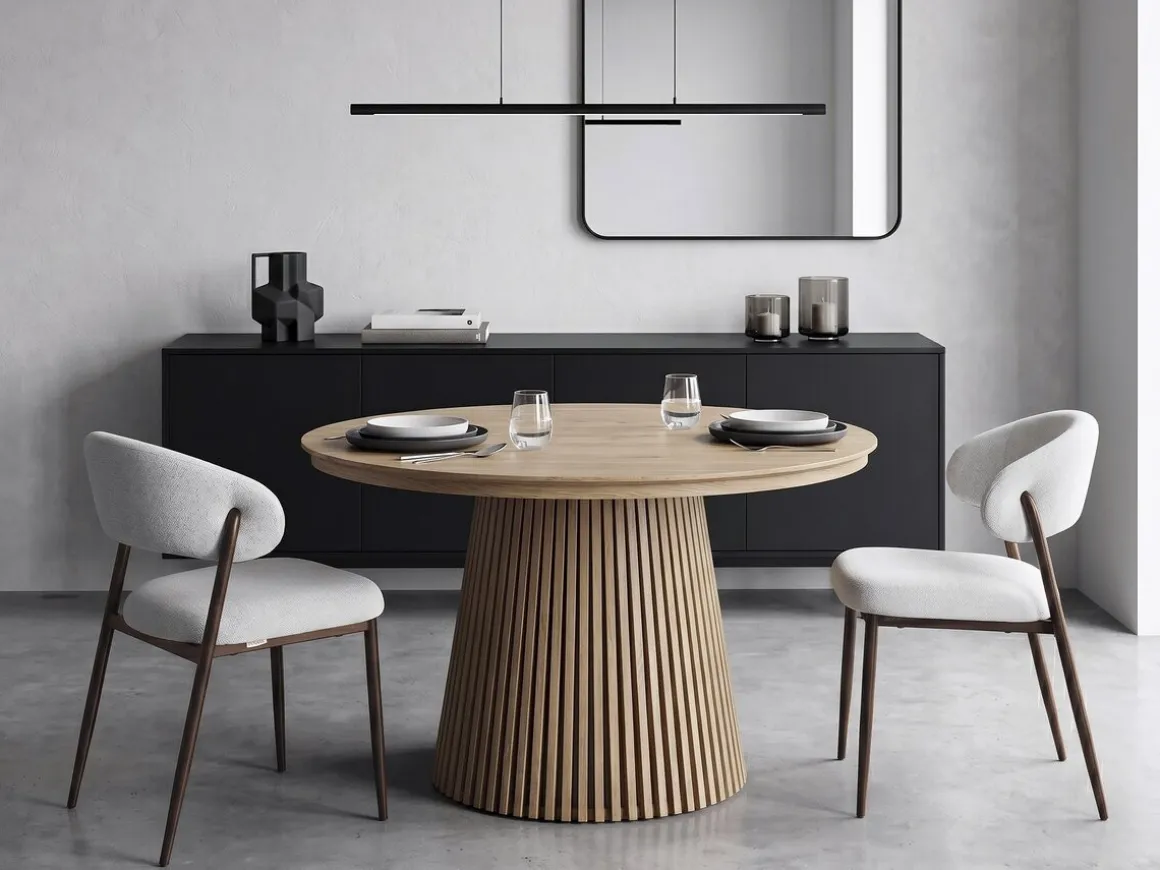 Lot de 2 chaises de salle à manger en tissu et métal "Edena" - Gris clair