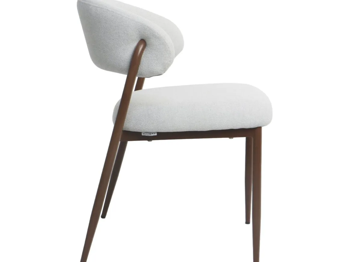 Lot de 2 chaises de salle à manger en tissu et métal "Edena" - Gris clair