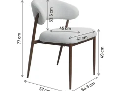 Lot de 2 chaises de salle à manger en tissu et métal