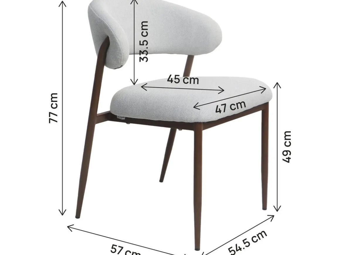Lot de 2 chaises de salle à manger en tissu et métal "Edena" - Gris clair