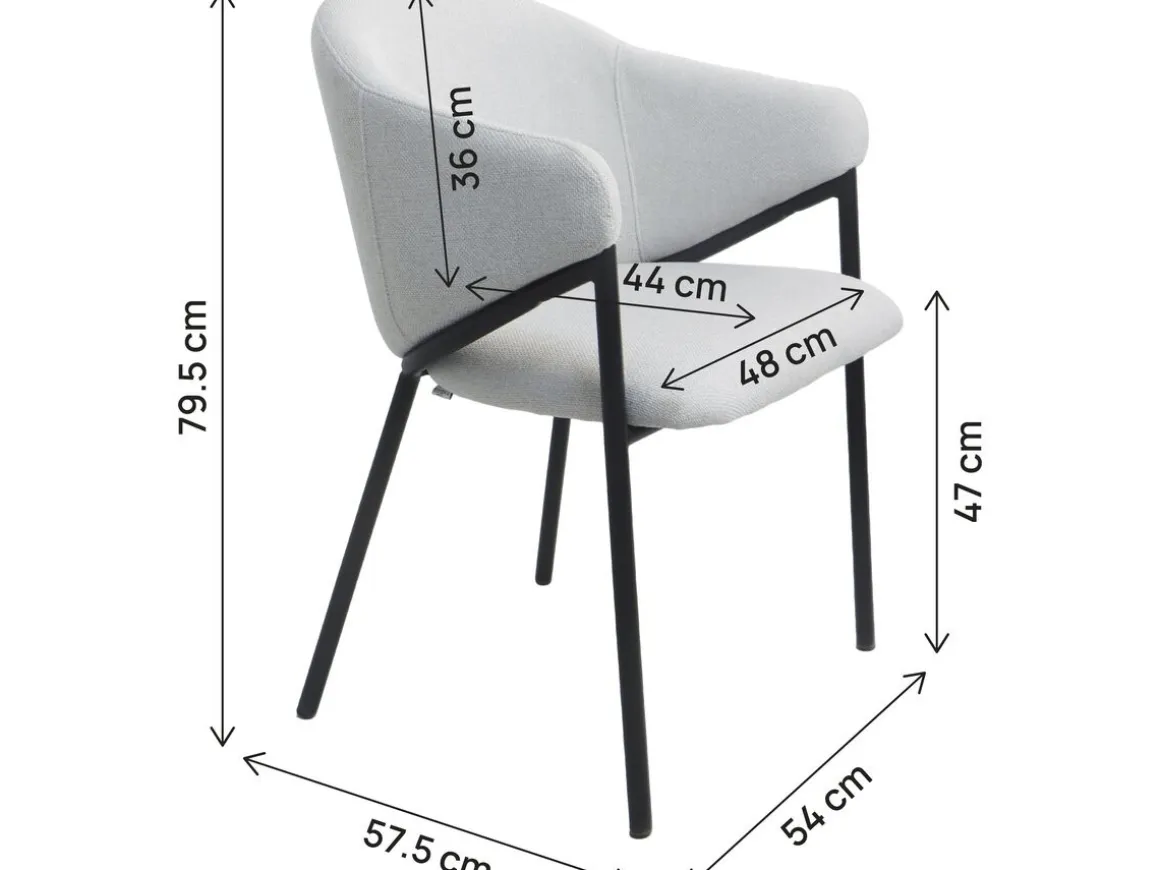 Lot de 2 chaises de salle à manger en tissu et métal "Auralis" - Gris clair
