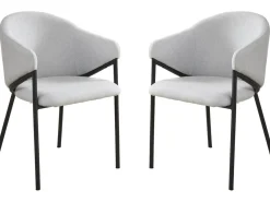 Lot de 2 chaises de salle à manger en tissu et métal